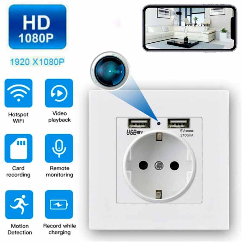 WiFi Wall Socket Mini HD 1080P Camera