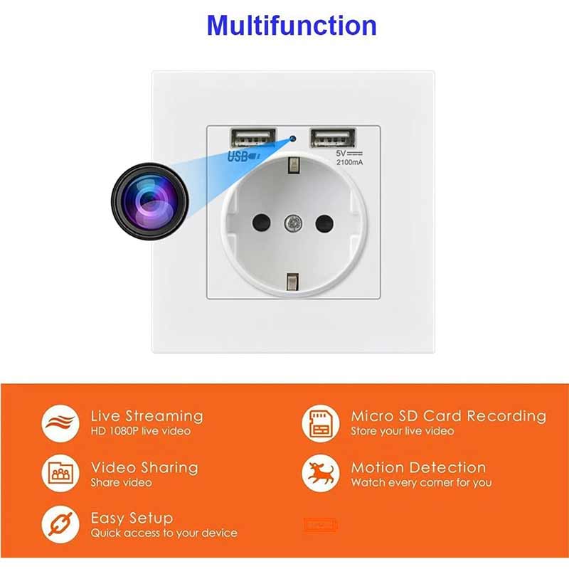 WiFi Wall Socket Mini HD 1080P Camera