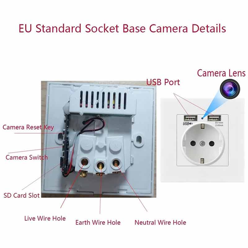 WiFi Wall Socket Mini HD 1080P Camera