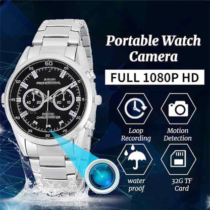 Portable watch camera hd 1080p