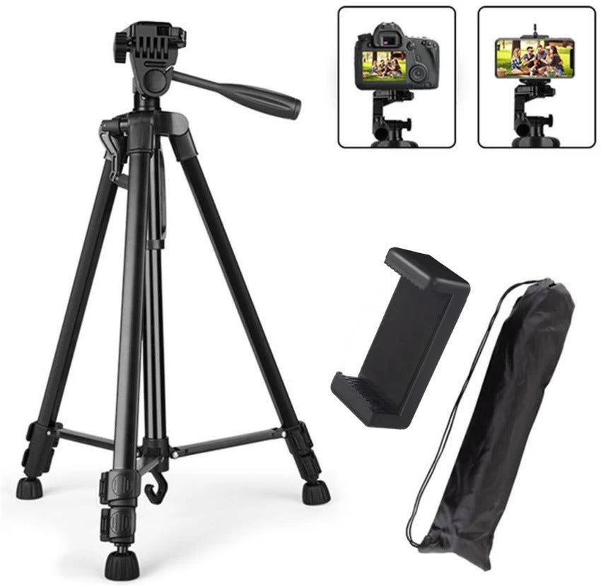 3366 Aluminium Tripod Stand (55-Inch) With Mobile Phone Holder