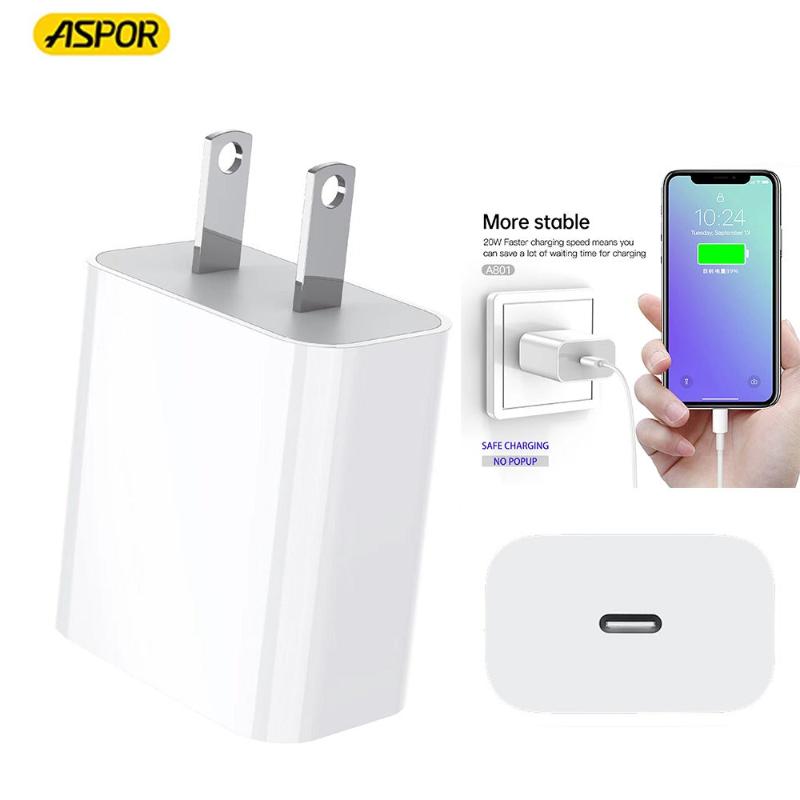 Aspor A801 New 20w Fast Charging Us Pin Quick Charge For Mobile Phone