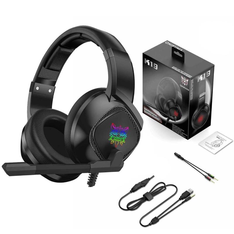 Onikuma K19 Rgb Wired Stereo Gaming Headset True Noise Cancellation,