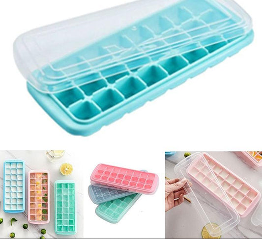 APPOLLO BUBBLE 24-GRID PLASTIC ICE CUBE TRAY WITH COVER ( RANDOM COLORS)