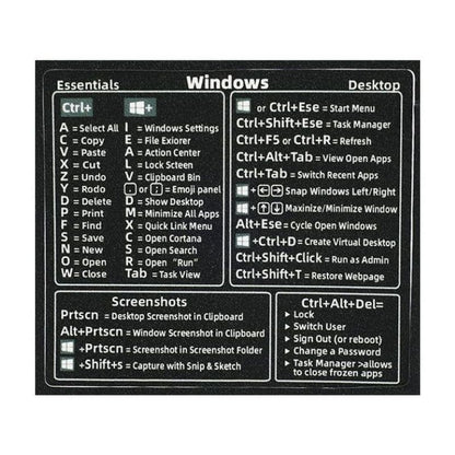 "Premium Shortcut Stickers for Excel, Word, Photoshop & Windows – Mac OS Compatible (Pack of 5)"