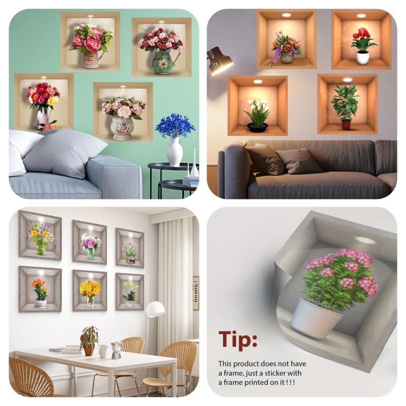 Set of 3pcs 3D Wall Paper Stickers Sheet /3pcs (Size: 30cm x 42.5cm) Random Design printed