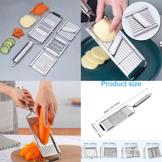 "4-in-1 Multi-Purpose Vegetable Slicer | Stainless Steel Grater & Adjustable Cutter for Fruits & Vegetables"