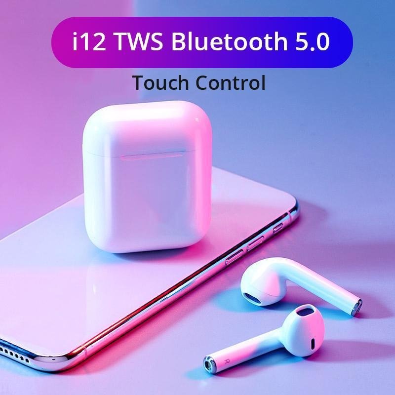 Twin i12 with case sensors touch and window wireless earphone v5.0