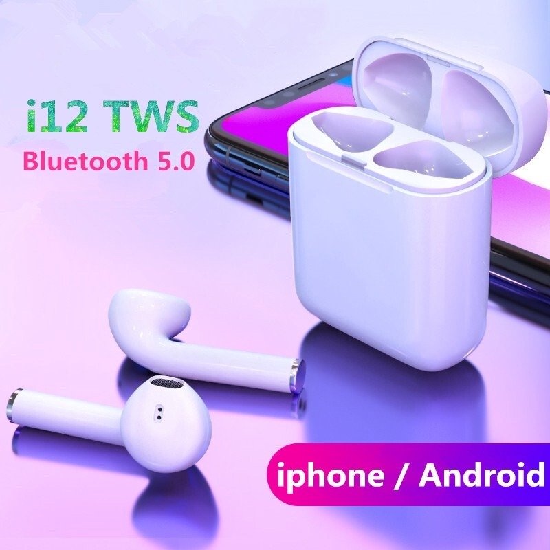 Twin i12 with case sensors touch and window wireless earphone v5.0