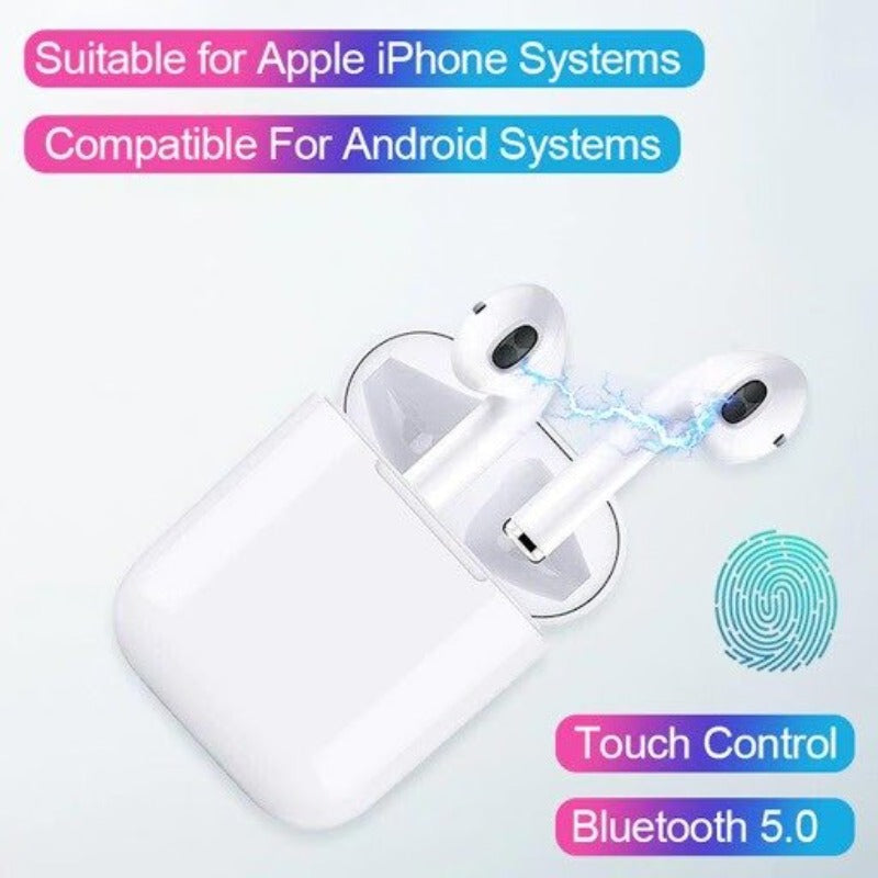 Twin i12 with case sensors touch and window wireless earphone v5.0