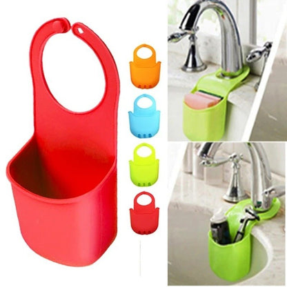 Pocket kitchen sink drain bathroom hanging silicon storage basket