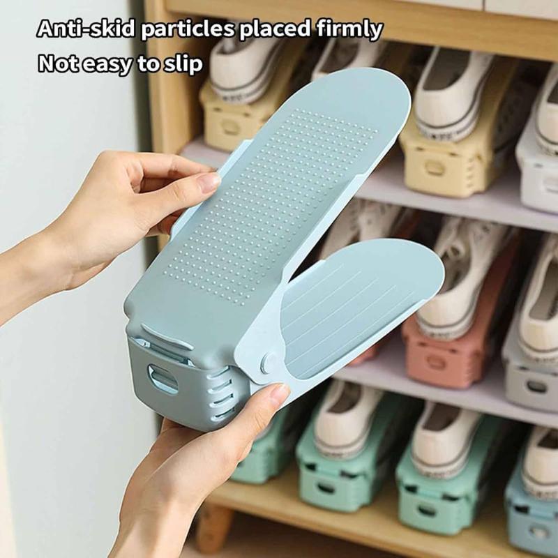 Shoe Racks Storage Small Shoe Stand Shoe Shelf Slim Durable Lightweight Portable Space Saving Waterproof Height Adjustable 2-Tier Storage