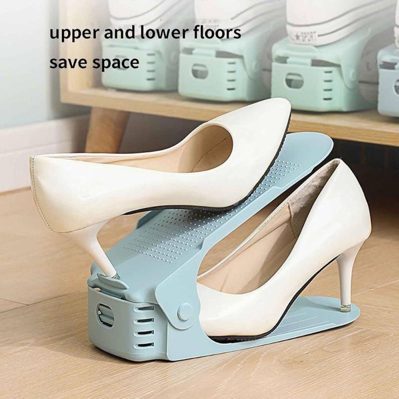 Shoe Racks Storage Small Shoe Stand Shoe Shelf Slim Durable Lightweight Portable Space Saving Waterproof Height Adjustable 2-Tier Storage