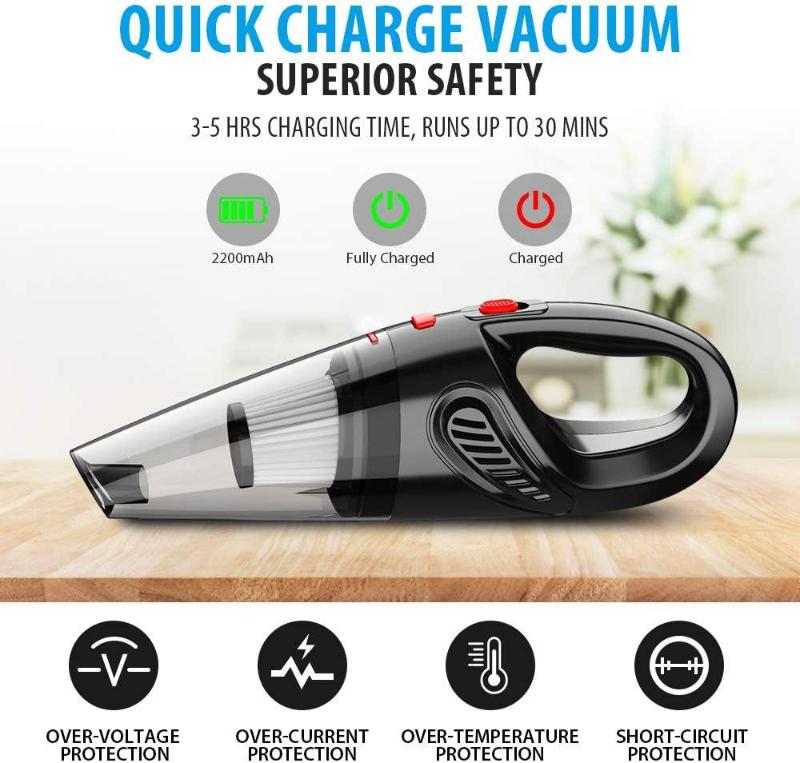 Handheld Vacuum, Hand Vacuum Cordless with High Power, Mini Vacuum Cleaner Handheld Rechargeable for Home and Car Cleaning