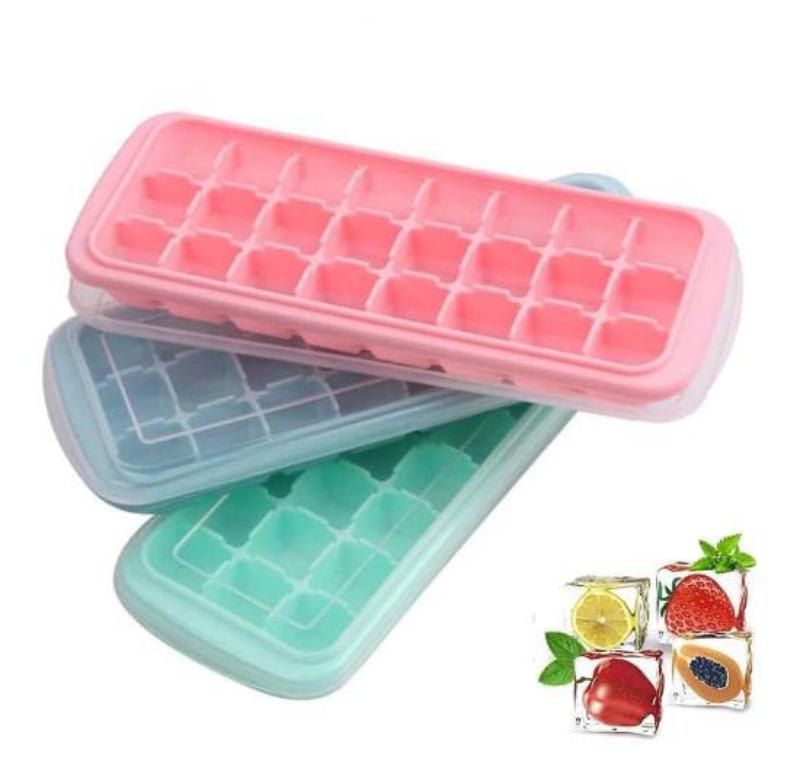 APPOLLO BUBBLE 24-GRID PLASTIC ICE CUBE TRAY WITH COVER ( RANDOM COLORS)