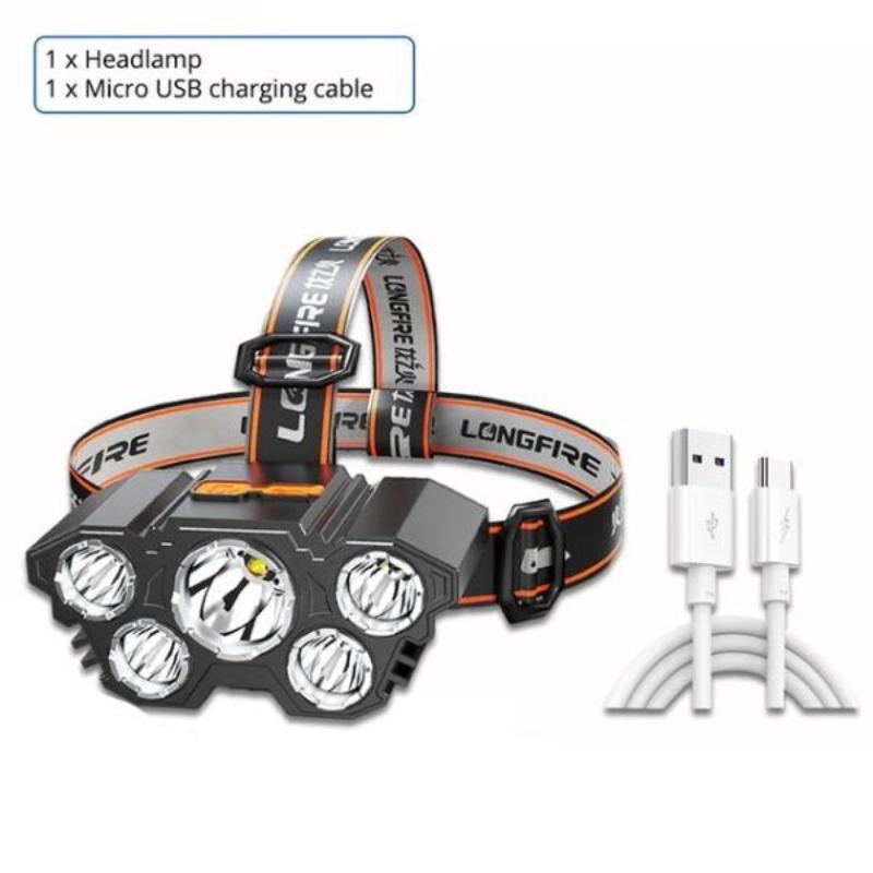 5LED Headlight Flashlight Rechargeable Light with Flashing for Outdoor Climbing & Camping Light