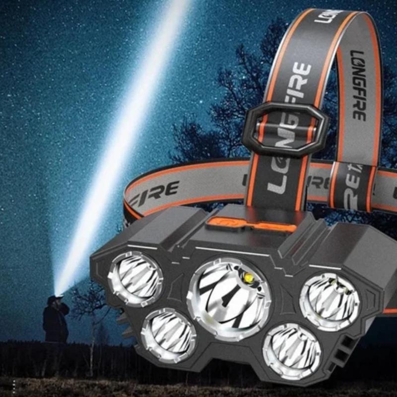 5LED Headlight Flashlight Rechargeable Light with Flashing for Outdoor Climbing & Camping Light