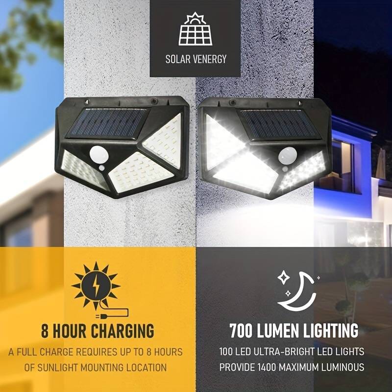 100 LED Solar Motion Light – Solar Charging Induction Wall Lamp for Outdoor Use