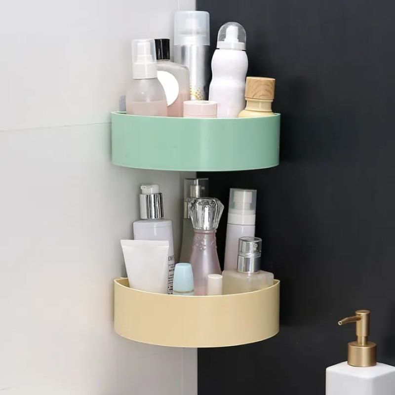 "Wall-Mounted Plastic Shelf | Bathroom & Kitchen Storage Rack with Drain Holes for Shampoo & Essentials"