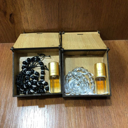 "Ramadan Kareem Gift Box | Tasbeeh & Ittar Set | Islamic Festival Essentials & Mubarak Gift"