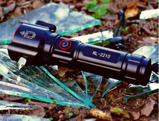 Emergency Torch Flashlight With Hammer And Power Bank Steel Body Multifunctional