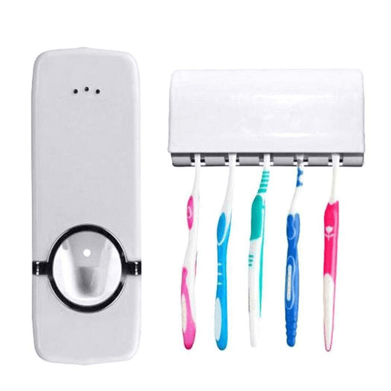 Automatic Toothpaste Dispenser Toothpaste Squeezing Device Toothbrush Holder Set Bathroom