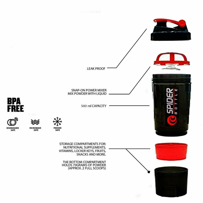 Spider smart protein shaker bottle for gym & sports