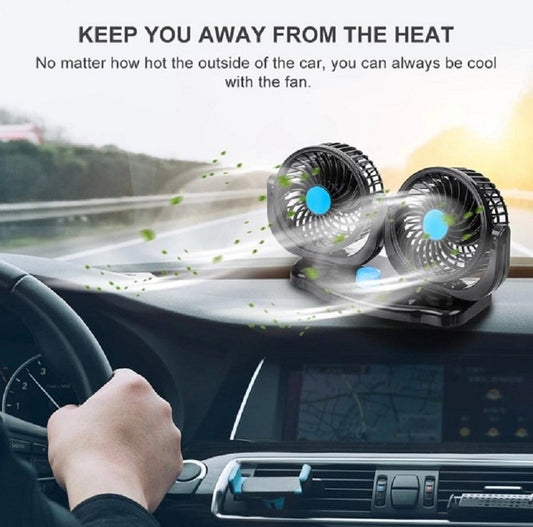 12V 360 Degree Adjustable Car Auto Air Dual Head Fan