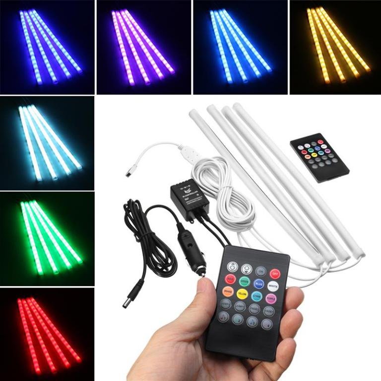 Car Interior Atmosphere Light Decor Lamp Remote Control with Music Sensor