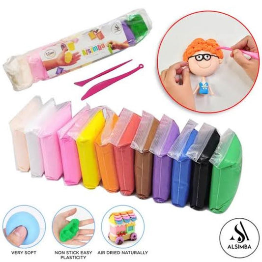 Colorful Air Dry Clay Set  12 Non-Toxic Clays + Sculpting Tools for Kids Art Projects