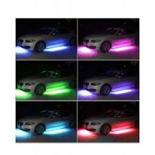 4-Piece 8 Color LED Interior Lighting Kit For Car With Sound Active Function, Wireless IR Remote Control