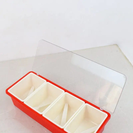 4 Section masala box with spoons multipurpose spice container