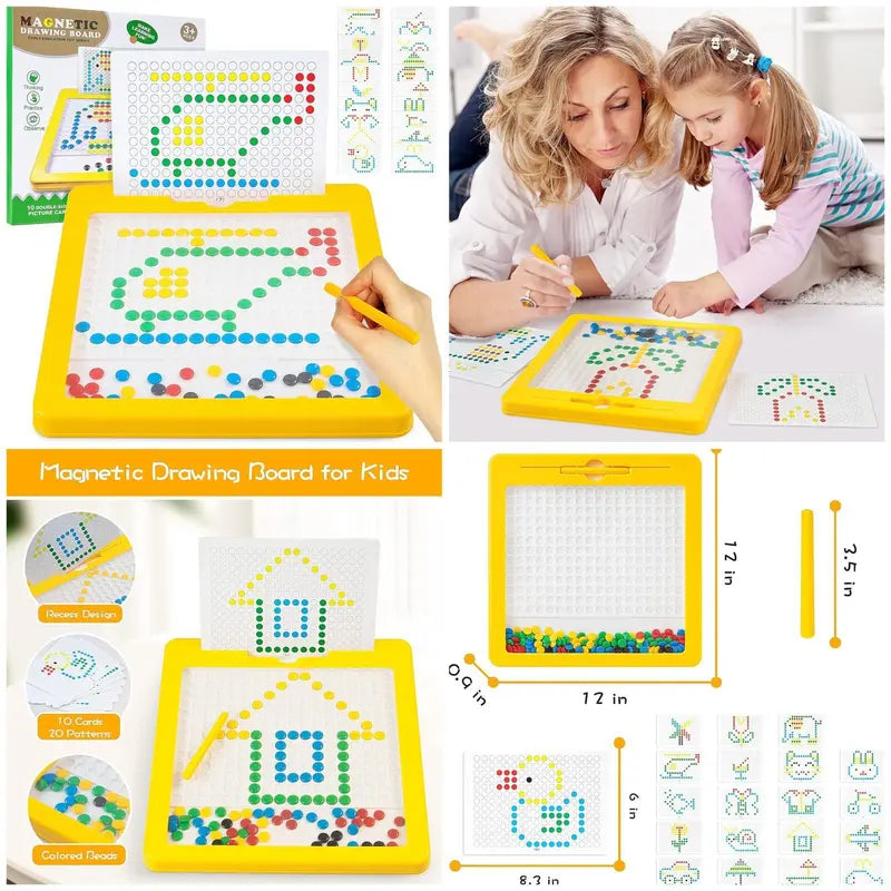 Kids magnetic art board dot drawing toy with magnetic pen