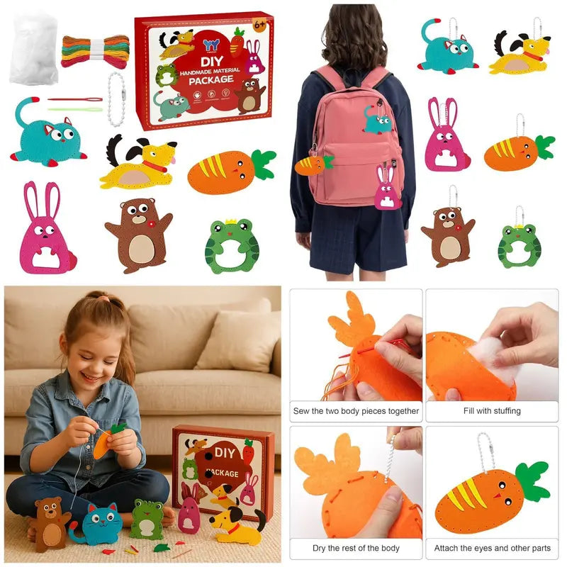 Kids craft sewing kit animal pattern DIY learning toy