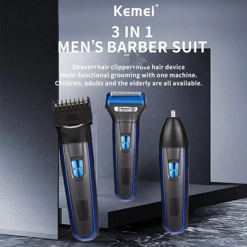 Kemei 3 in 1 men grooming kit shaver trimmer clipper