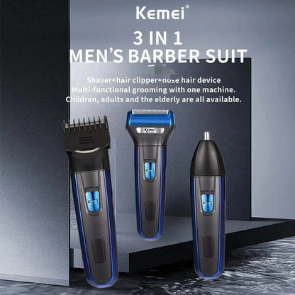 Kemei 3 in 1 men grooming kit shaver trimmer clipper