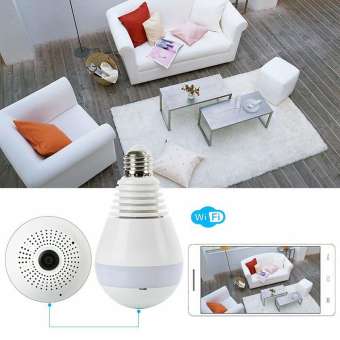 Wi-Fi Light Bulb Camera - Hd 360 Degree Panoramic View with Audio