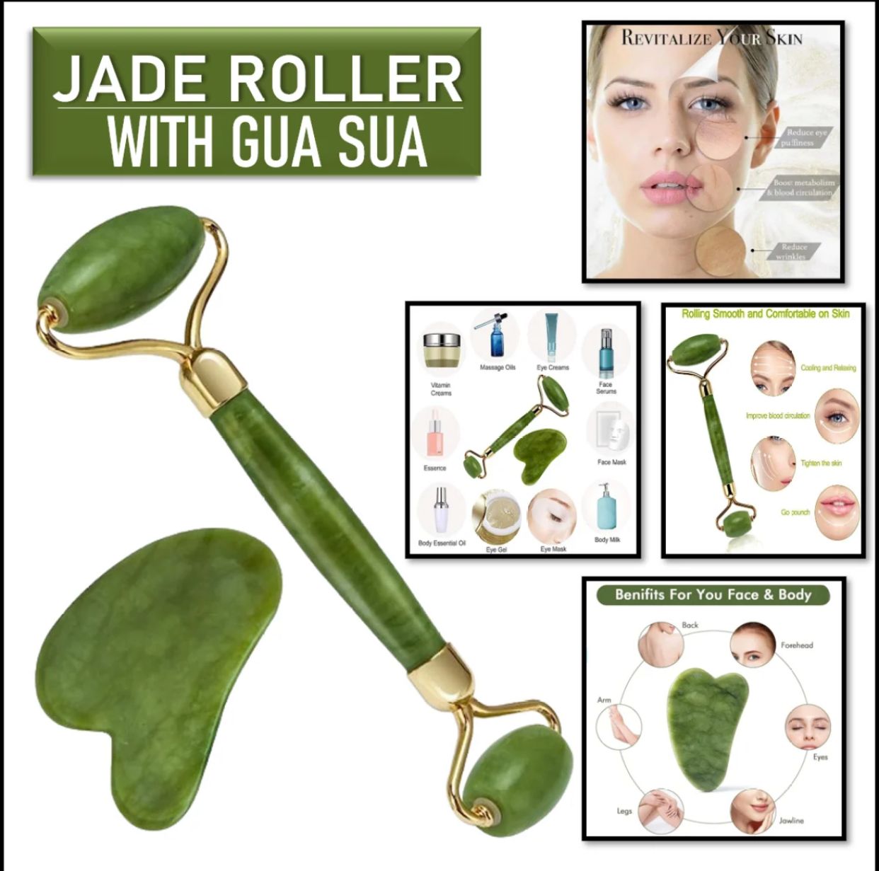 Natural Jade Stone Roller