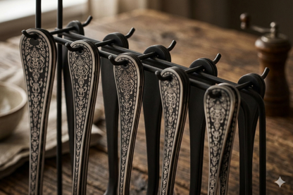 Stainless Steel Black Coated 29pcs Cutlery Set Design Full Floral