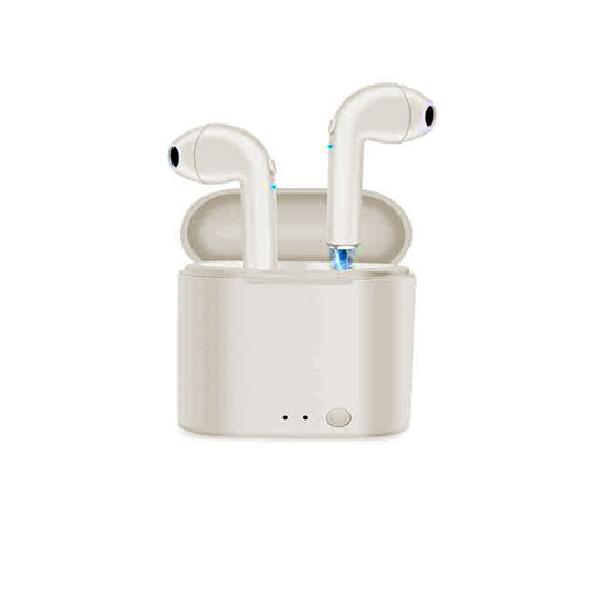 Twin true i7 mini tws bluetooth 4.2 headset mini earbuds double earpiece with charging box - white