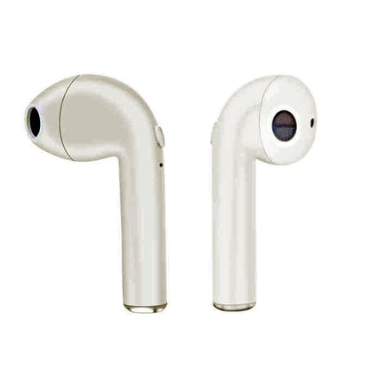 Twin true i7s wireless bluetooth v4.2 earbuds, double earpiece, twins earphones with charging box - white