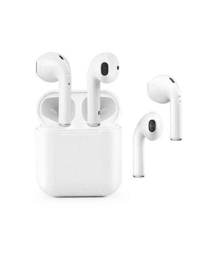 Twin true i8p wireless bluetooth v4.2 earbuds, double earpiece, twins earphones with charging box - white