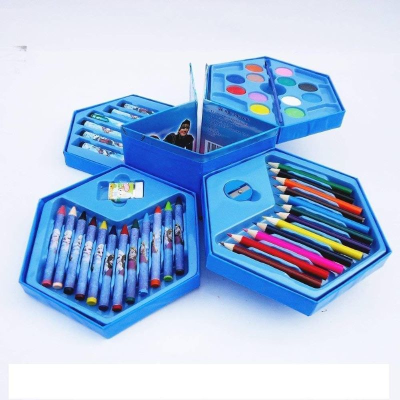 46-in-1 Kids Art Box – Painting & Coloring Set with Crayons, Pencils, Watercolors & Markers