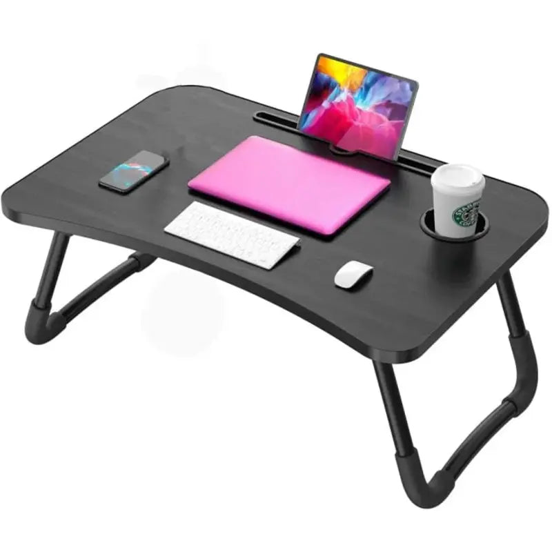 Portable Folding Laptop Table with Cup Holder & Mobile Stand
