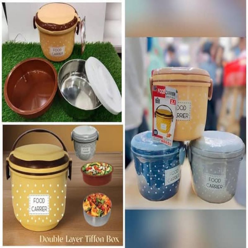 Food carrier double layer tiffon lunch box