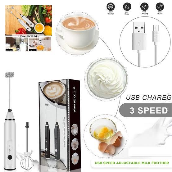 2in1 Rechargeable Electric Milk Frother Handheld Coffee Frother|