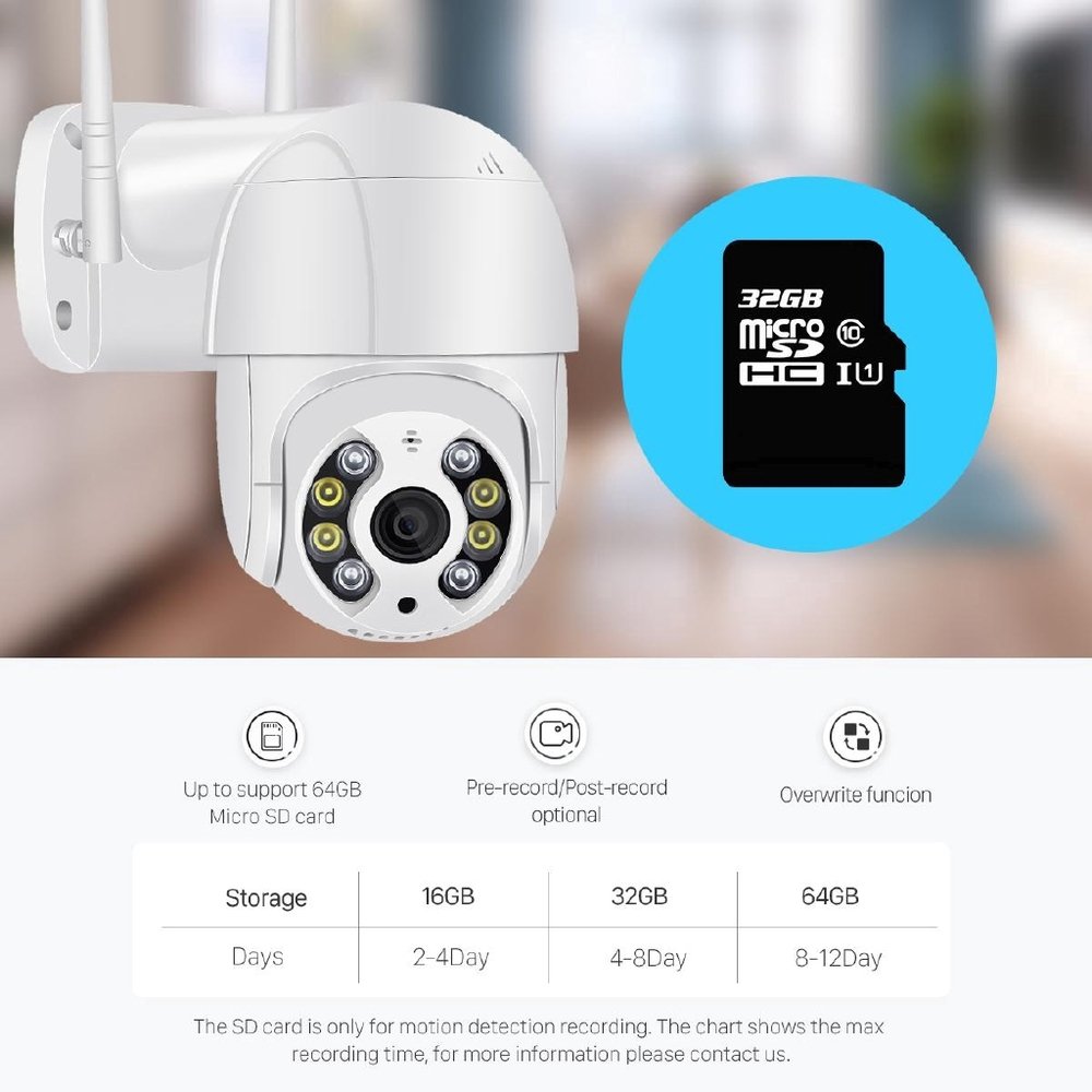 MINI WIFI PTZ DOME COLOR VISION MOTION DETECTION CAMERA 2MP 1080P HD