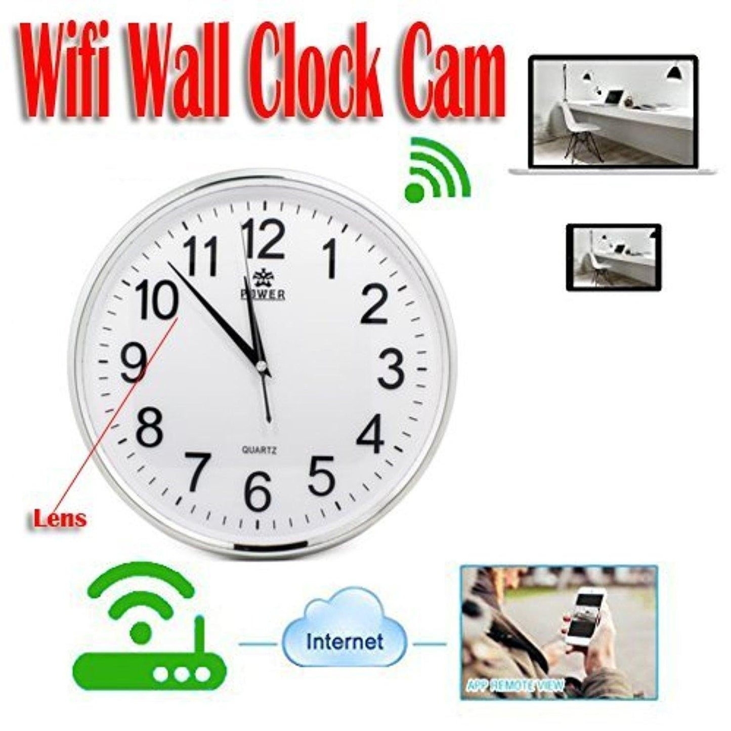 Wifi spy wall clock wireless hidden hd video recording camera