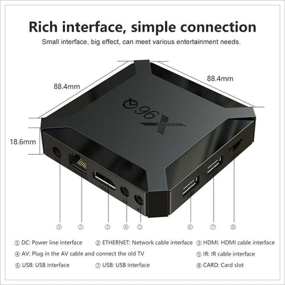 Smart box x96q mini quad core 2g+16g 4k 60fps android 10v