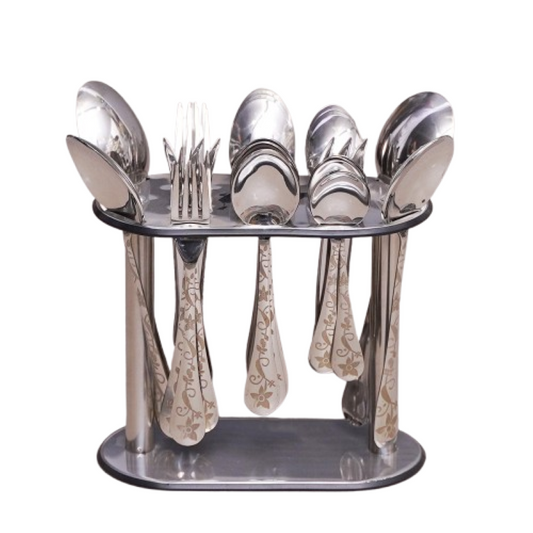 Stainless Steel Floral Printed 29pcs Cutlery Set